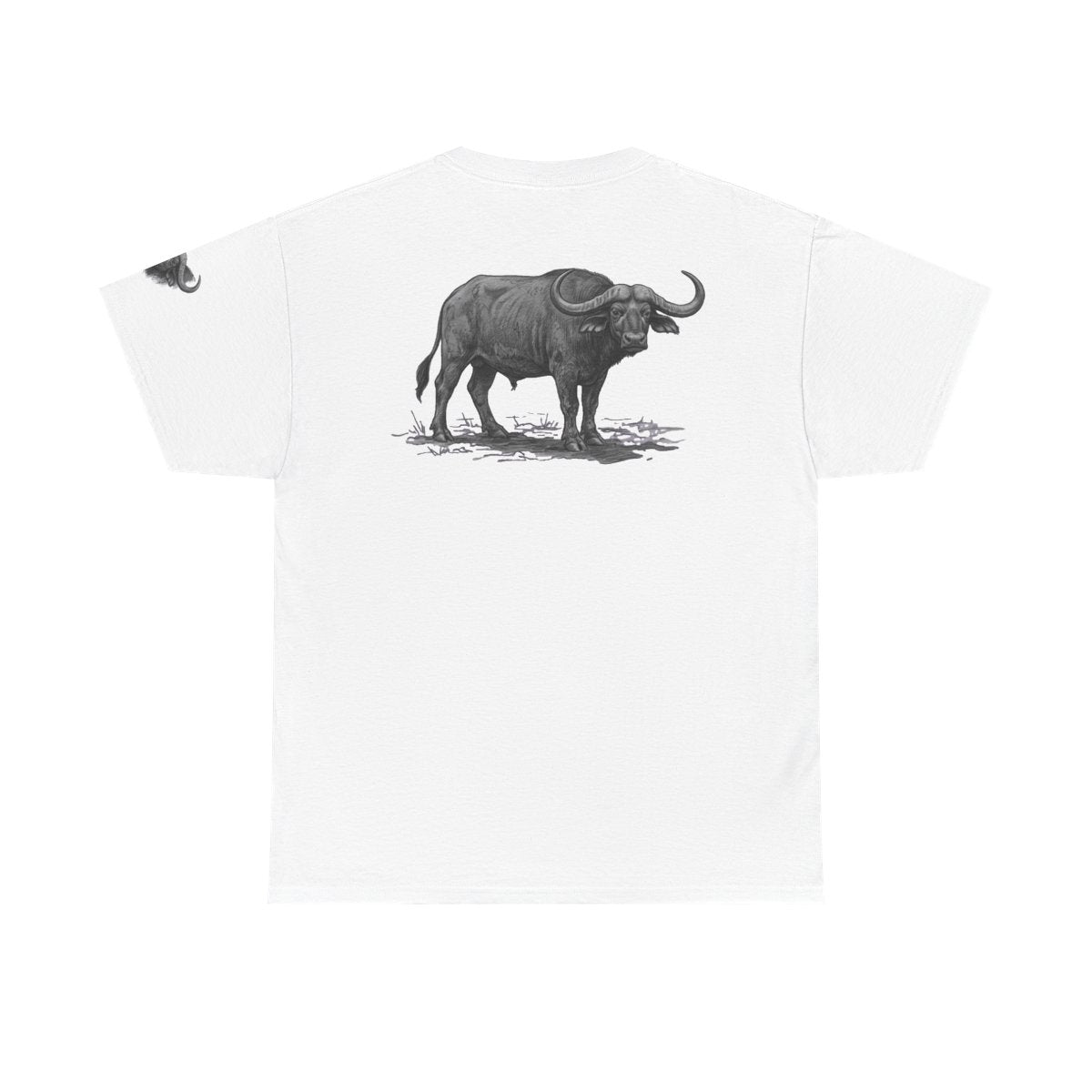 Color: White | Pencil Sketch Art Cape Buffalo Premium Graphic Tee