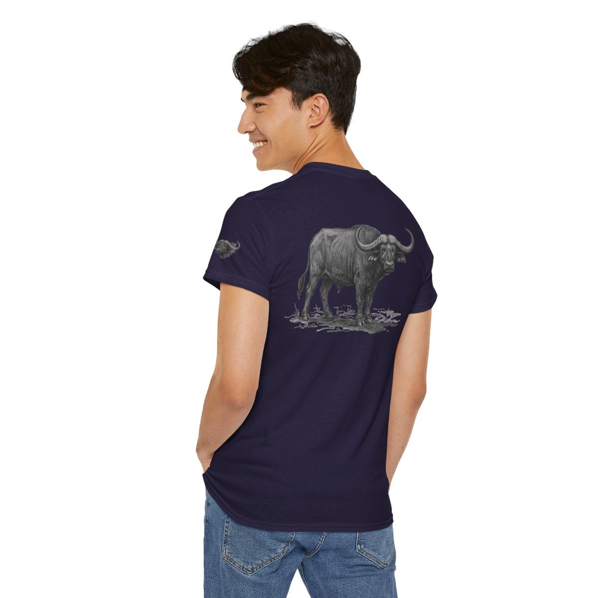 Color: Blackberry | Pencil Sketch Art Cape Buffalo Premium Graphic Tee