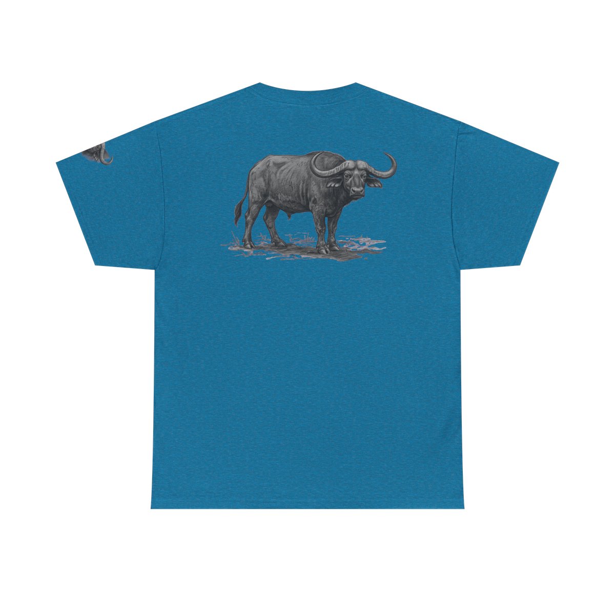 Color: Antique Sapphire | Pencil Sketch Art Cape Buffalo Premium Graphic Tee
