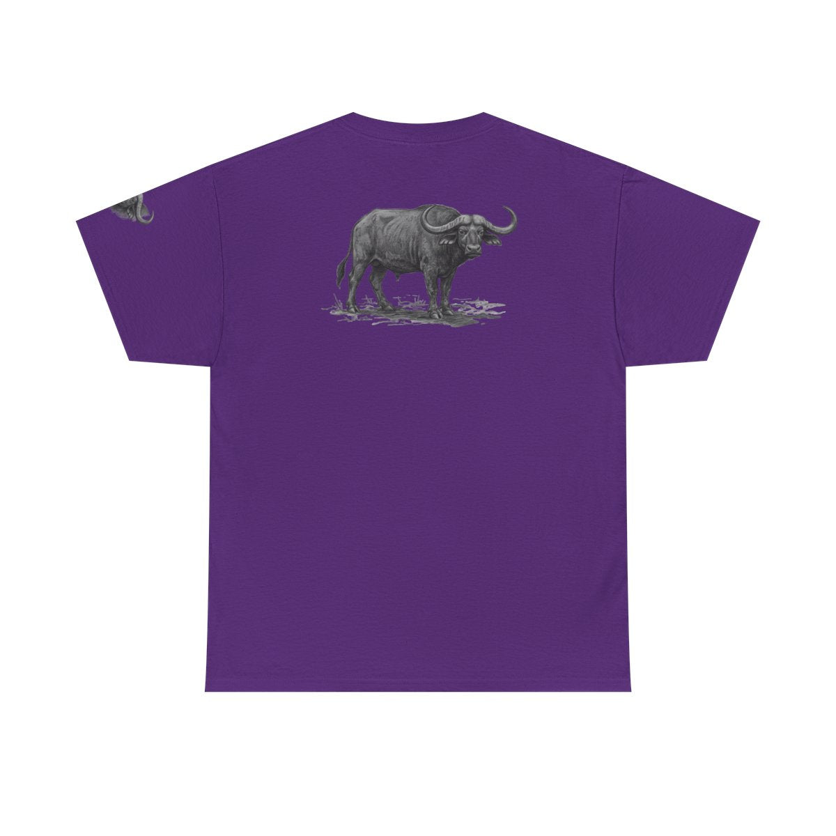 Color: Purple | Pencil Sketch Art Cape Buffalo Premium Graphic Tee