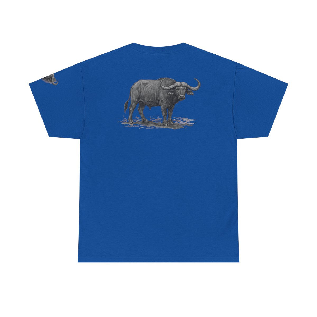 Color: Royal | Pencil Sketch Art Cape Buffalo Premium Graphic Tee
