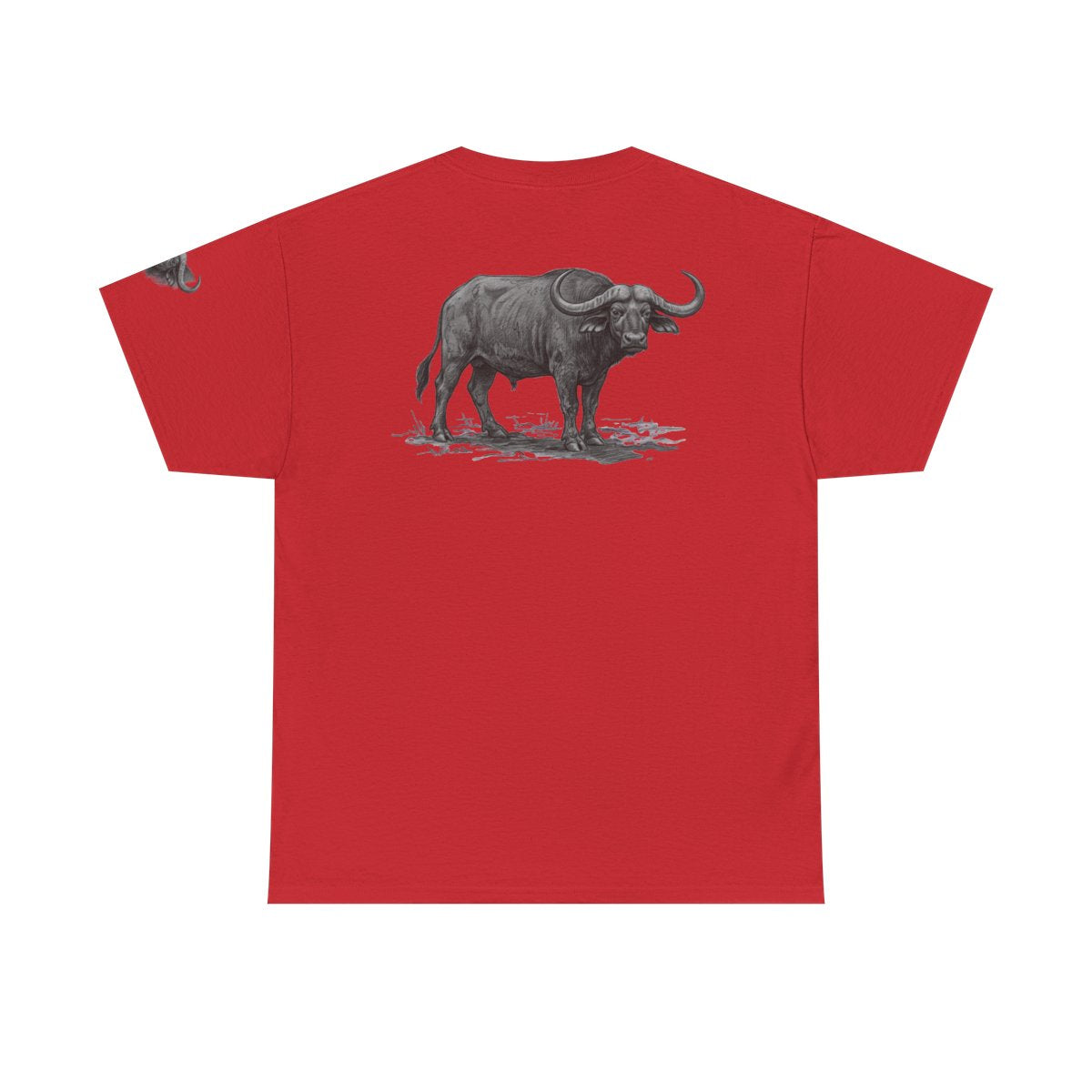 Color: Red | Pencil Sketch Art Cape Buffalo Premium Graphic Tee