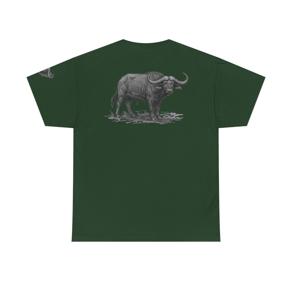 Color: Forest Green | Pencil Sketch Art Cape Buffalo Premium Graphic Tee