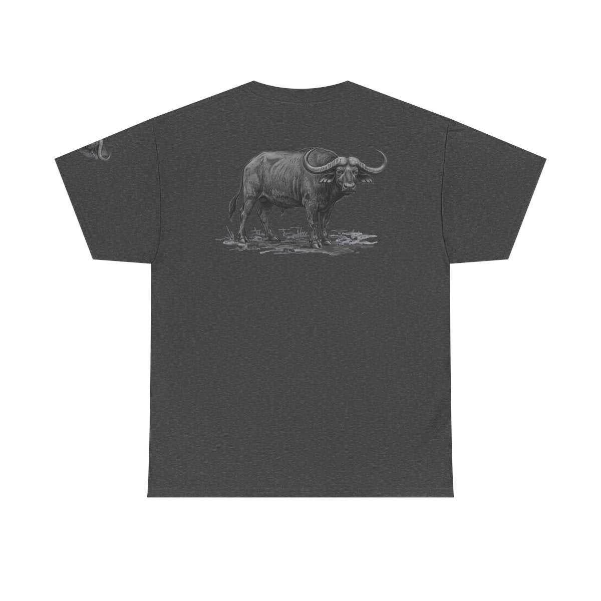 Color: Dark Heather | Pencil Sketch Art Cape Buffalo Premium Graphic Tee