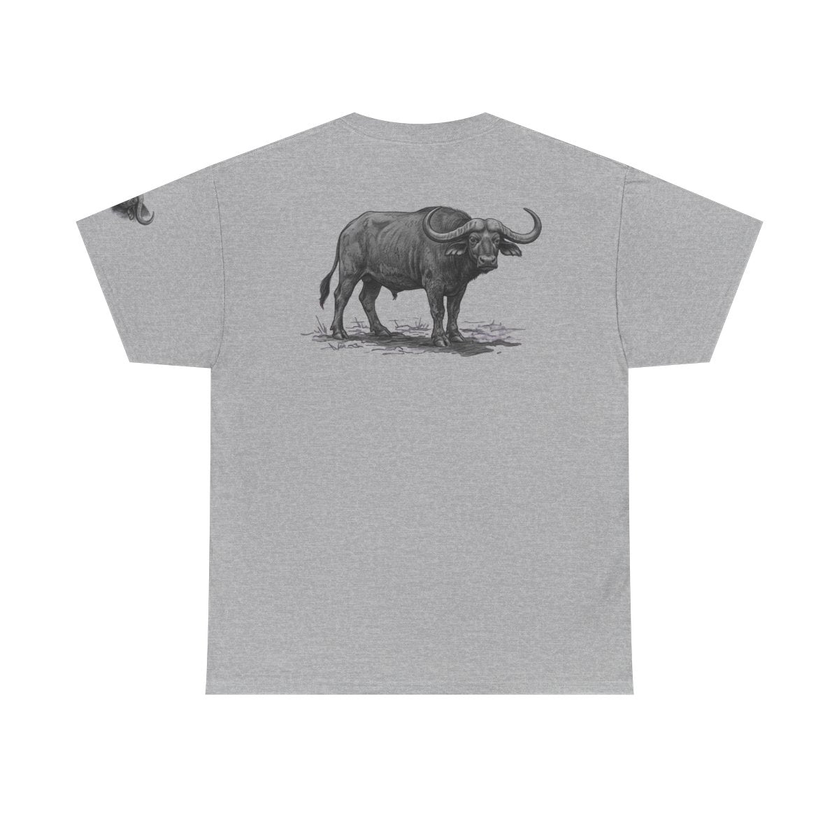 Color: Sport Grey | Pencil Sketch Art Cape Buffalo Premium Graphic Tee
