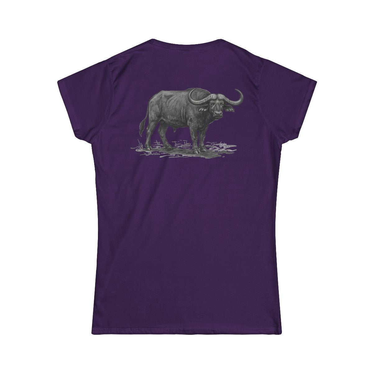 Color: Purple | Pencil Sketch Art Cape Buffalo Women's Tee