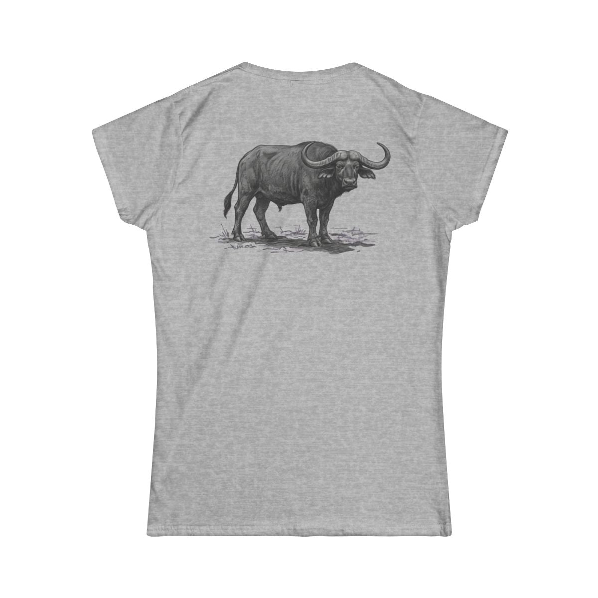 Color: Sport Grey | Pencil Sketch Art Cape Buffalo Women's Tee