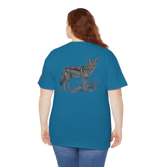 Color: Antique Sapphire | Pencil Sketch Art Coyote Premium Graphic Tee