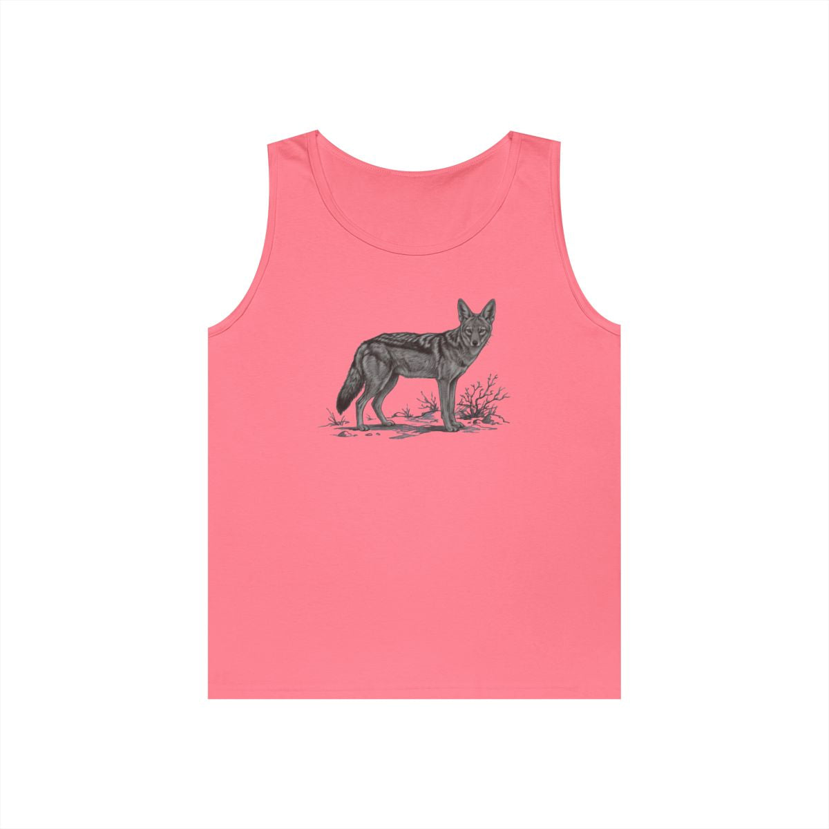 Color: Safety Pink | Pencil Sketch Art Coyote Tank Top