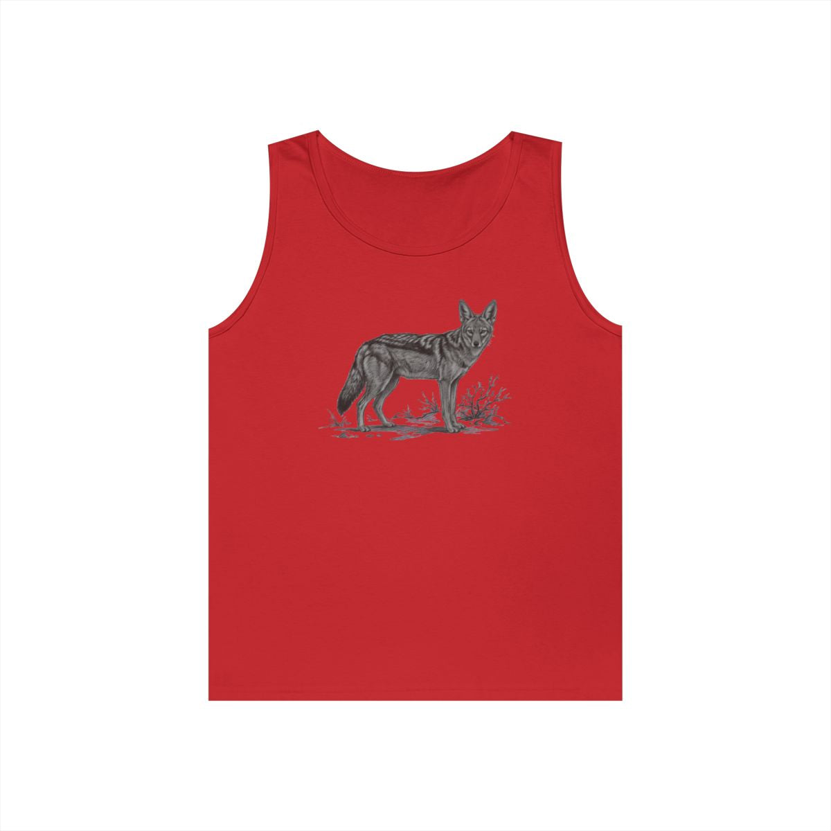 Color: Red | Pencil Sketch Art Coyote Tank Top