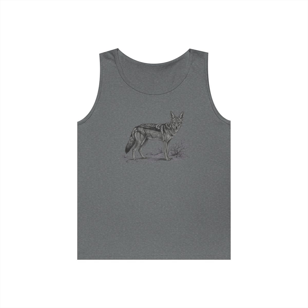 Color: Graphite Heather | Pencil Sketch Art Coyote Tank Top