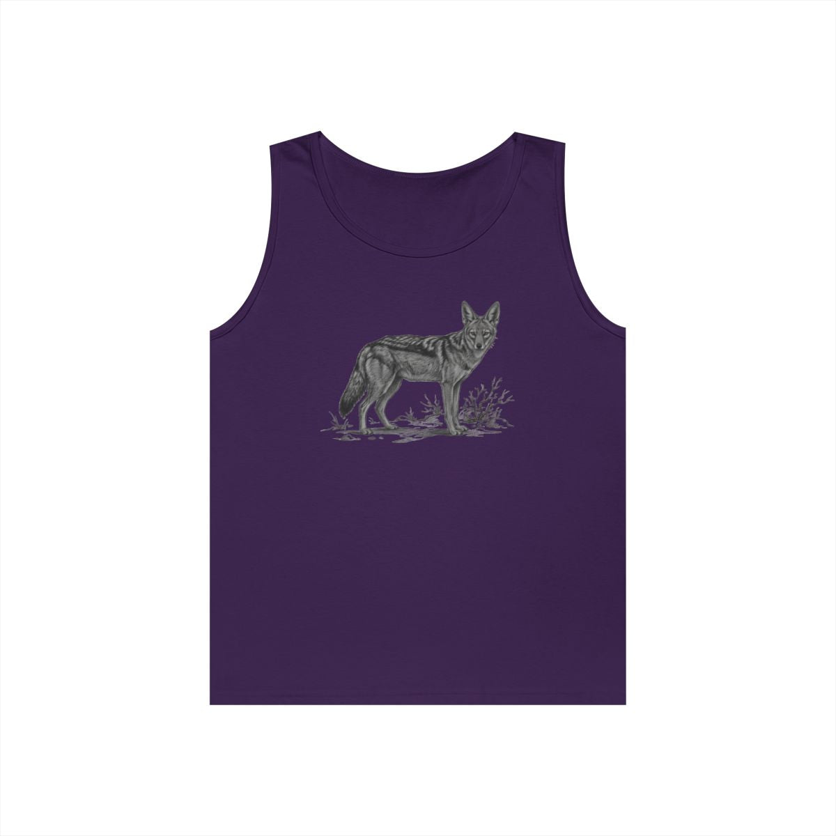 Color: Purple | Pencil Sketch Art Coyote Tank Top