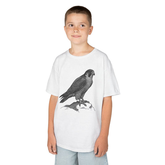 Color: White | Pencil Sketch Art Falcon Kids Tee