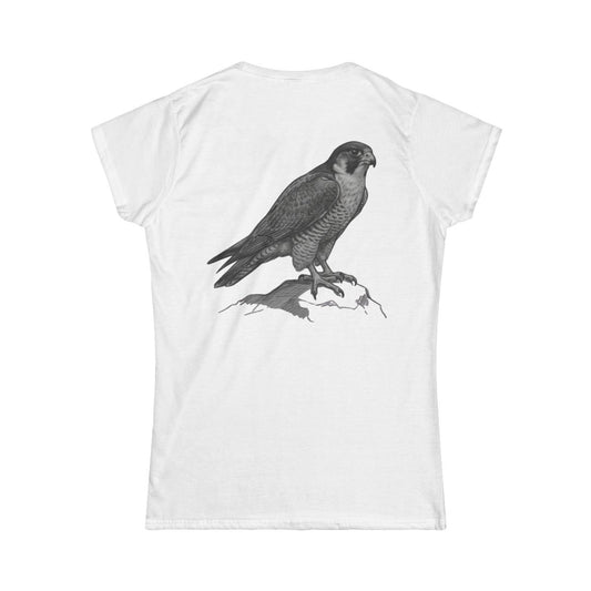 Color: White | Pencil Sketch Art Falcon Women's Tee