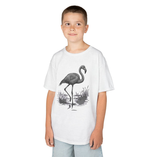 Color: White | Pencil Sketch Art Flamingo Kids Tee