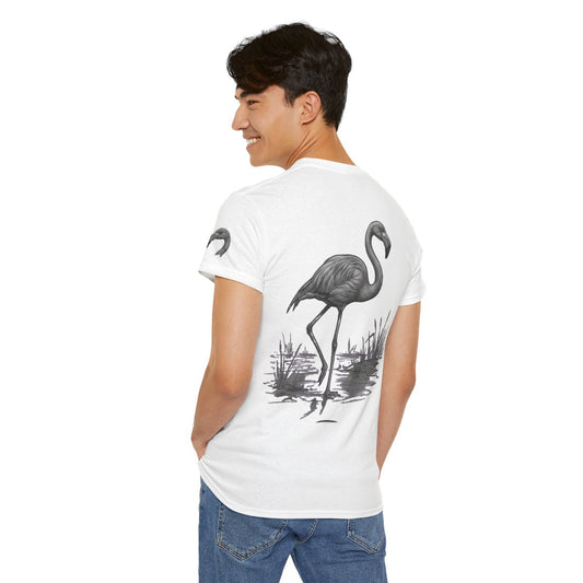 Color: White | Pencil Sketch Art Flamingo Premium Graphic Tee