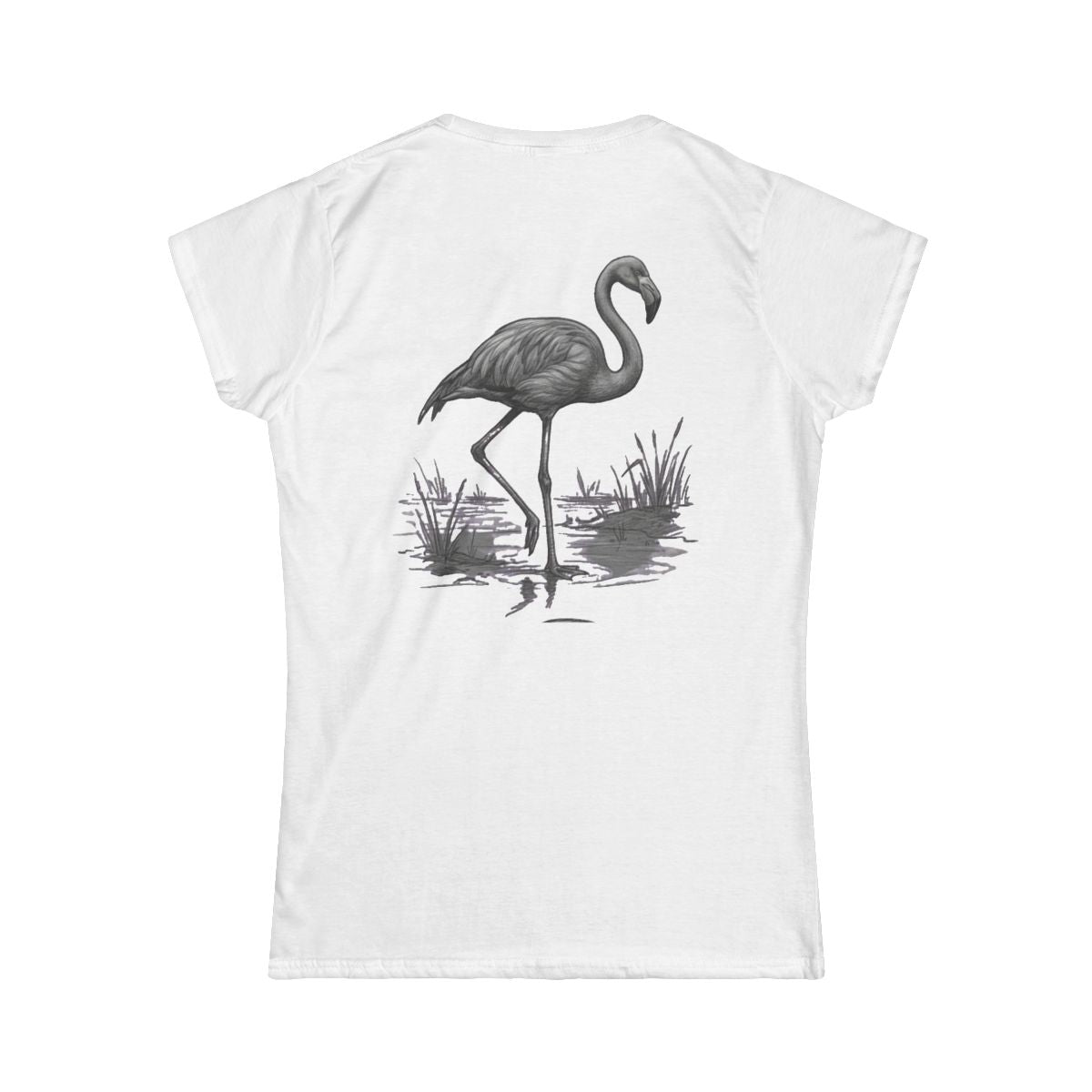 Color: White | Pencil Sketch Art Flamingo Women's Tee