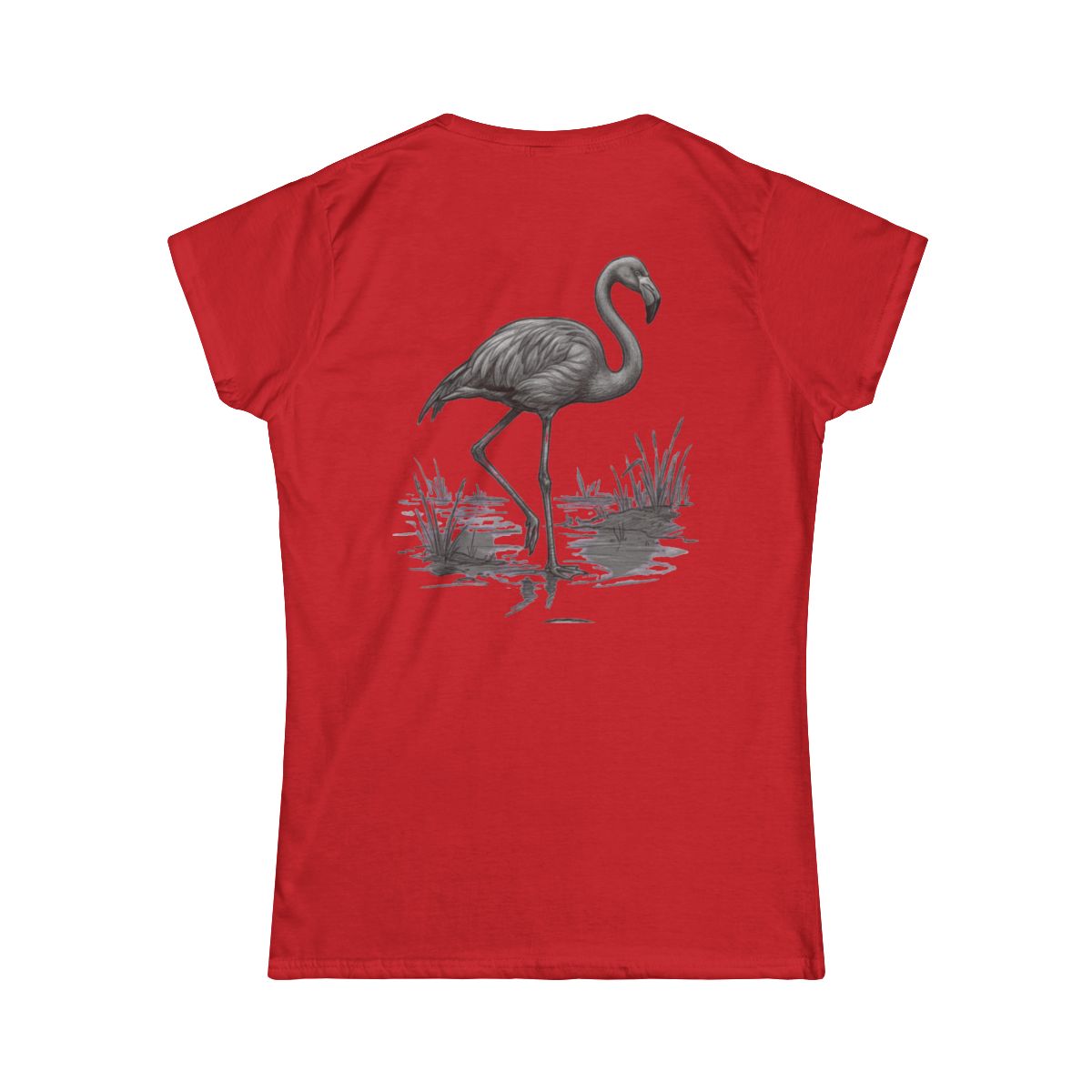 Color: Red | Pencil Sketch Art Flamingo Women's Tee