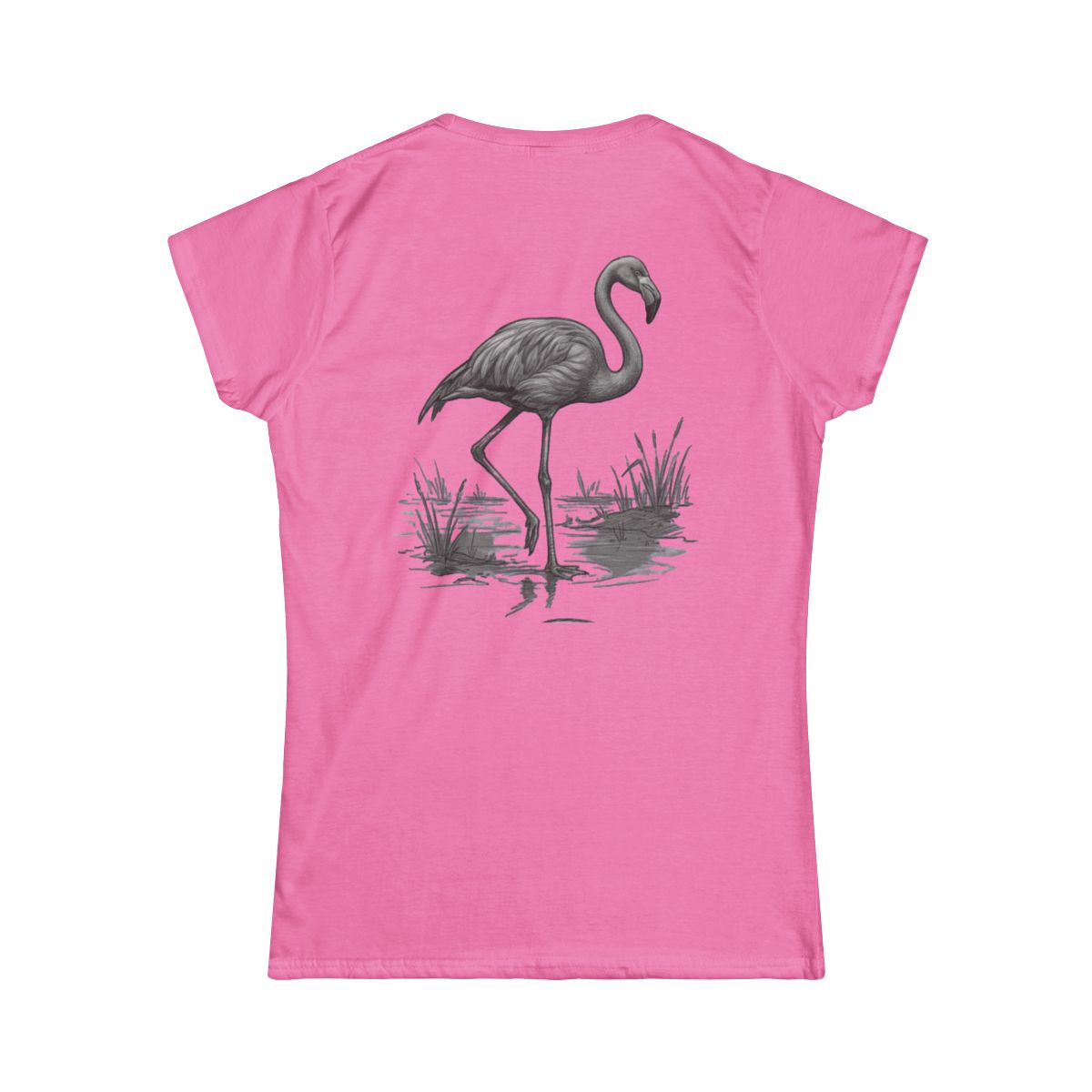 Color: Azalea | Pencil Sketch Art Flamingo Women's Tee