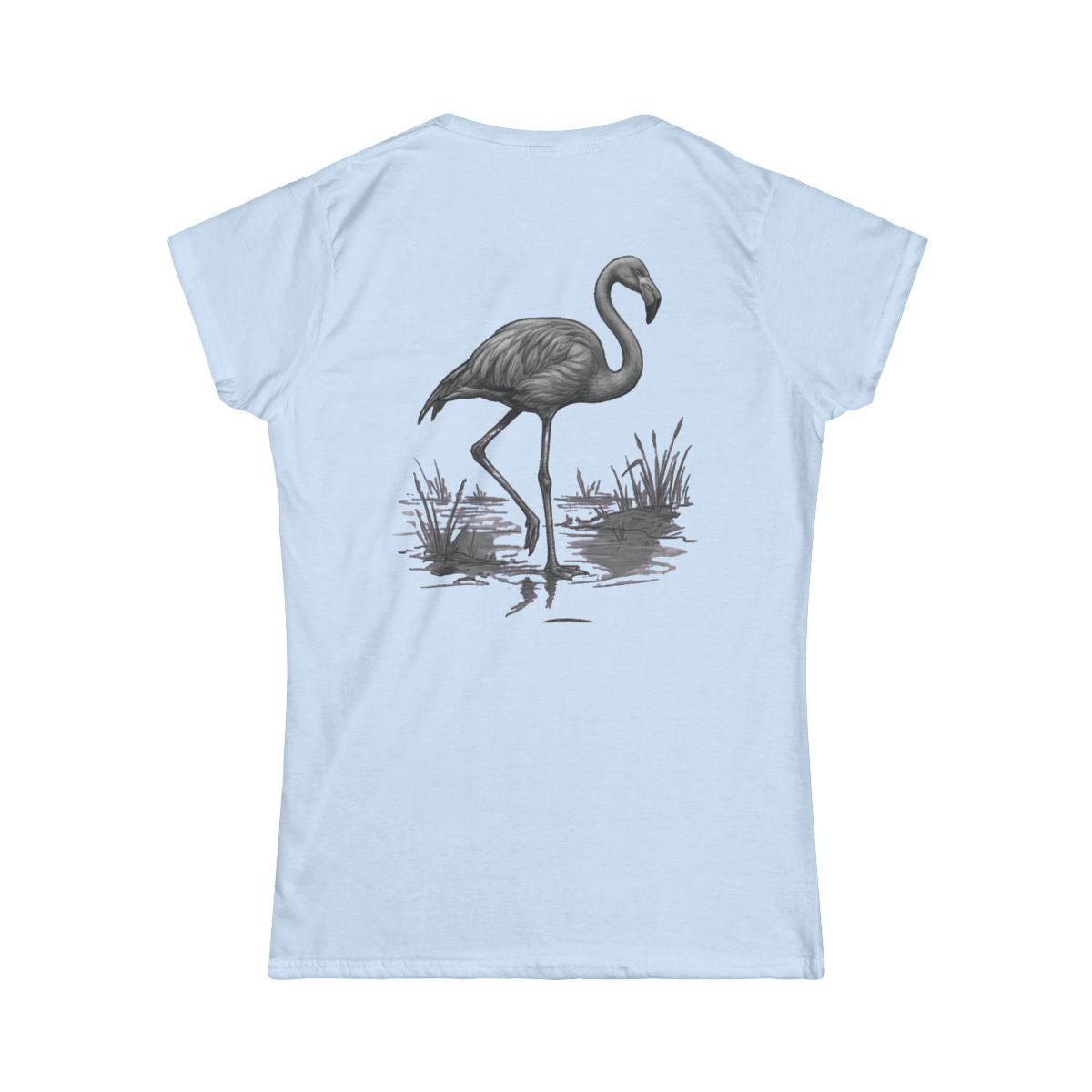 Color: Light Blue | Pencil Sketch Art Flamingo Women's Tee