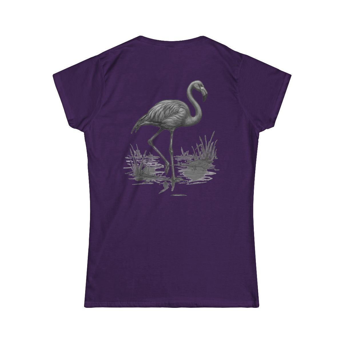 Color: Purple | Pencil Sketch Art Flamingo Women's Tee