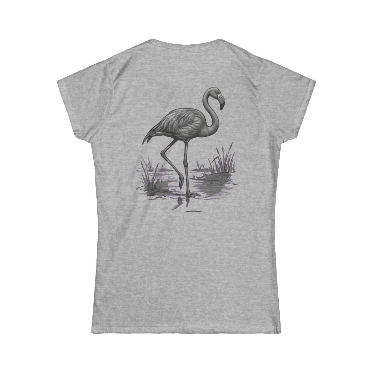 Color: Sport Grey | Pencil Sketch Art Flamingo Women's Tee