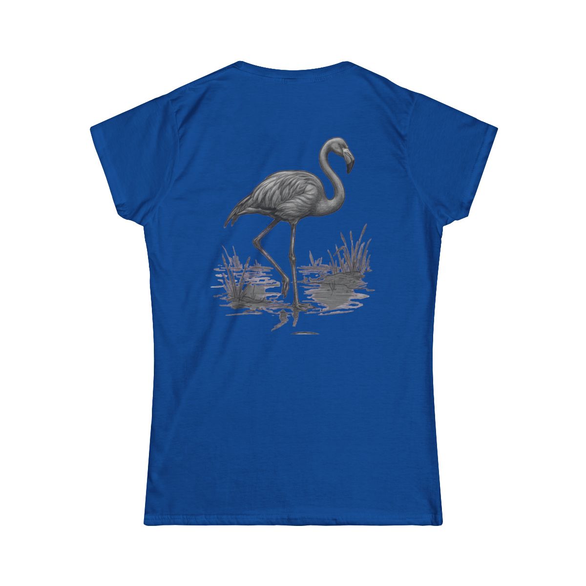 Color: Royal | Pencil Sketch Art Flamingo Women's Tee