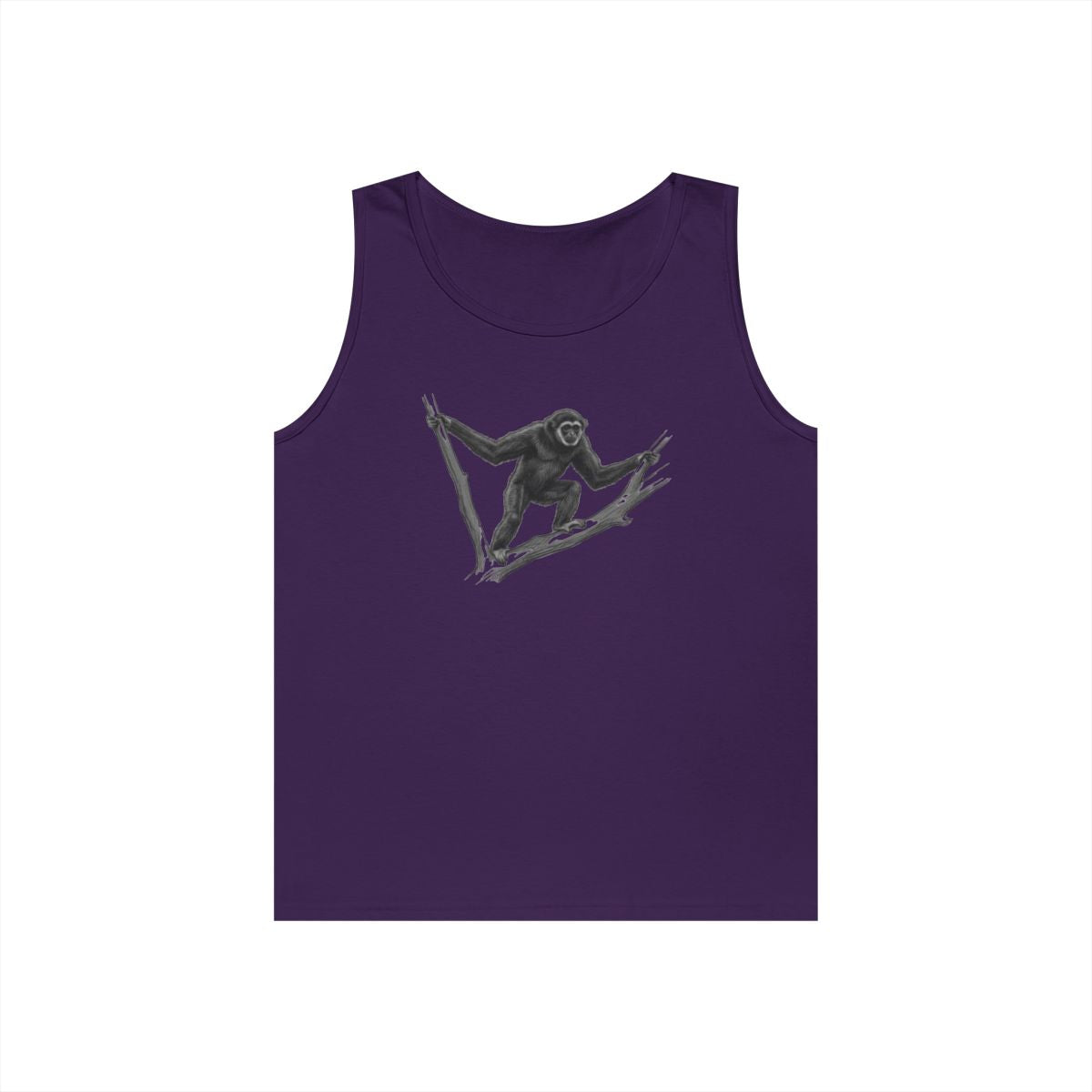 Color: Purple | Pencil Sketch Art Gibbon Tank Top