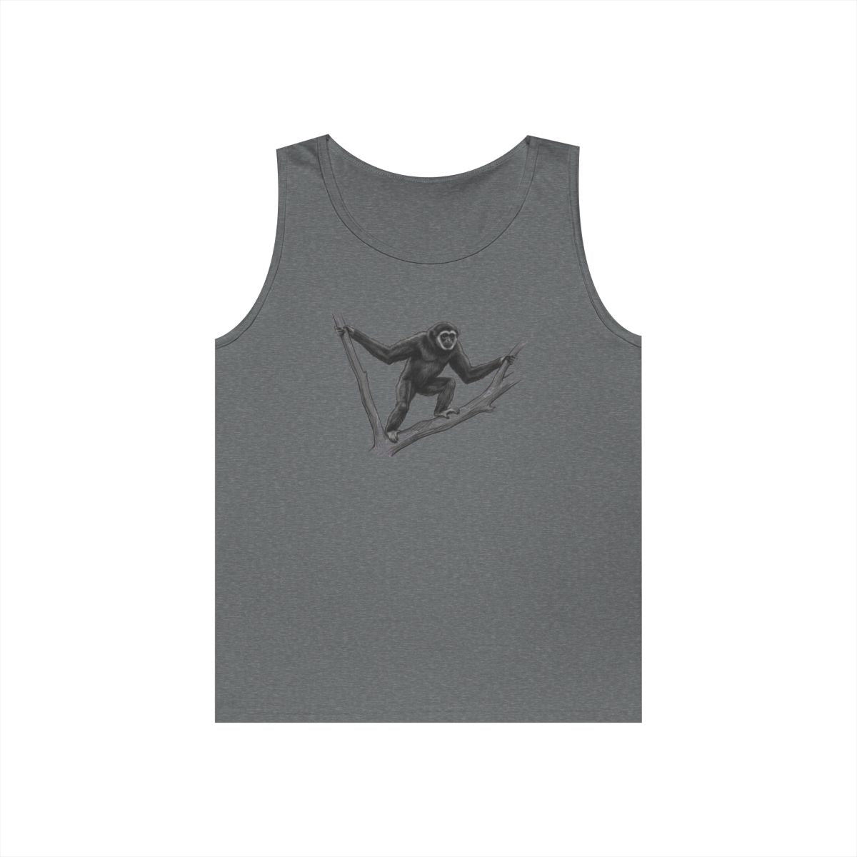 Color: Graphite Heather | Pencil Sketch Art Gibbon Tank Top