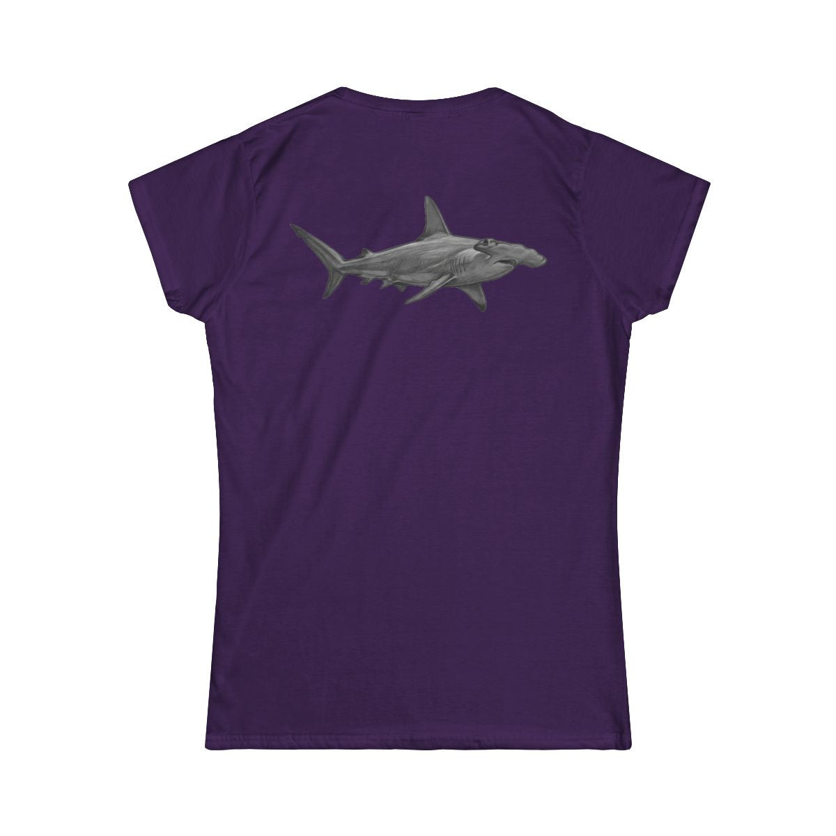 Color: Purple | Pencil Sketch Art Hammerhead Shark Women's Tee