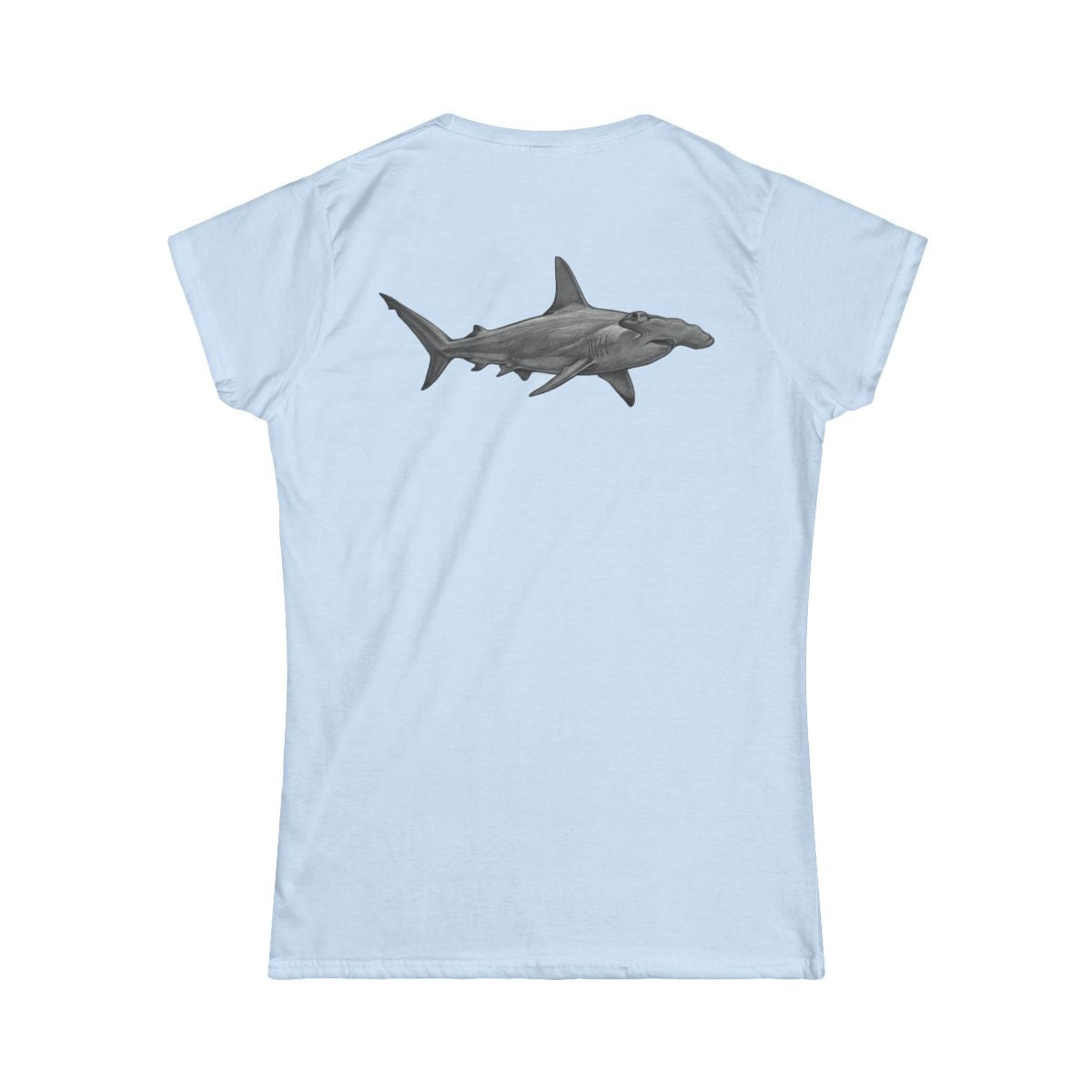 Color: Light Blue | Pencil Sketch Art Hammerhead Shark Women's Tee