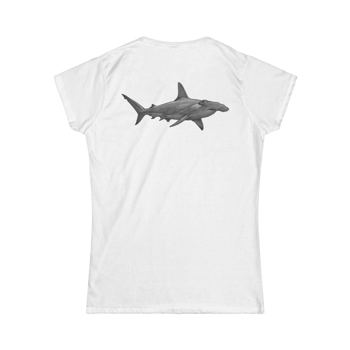 Color: White | Pencil Sketch Art Hammerhead Shark Women's Tee