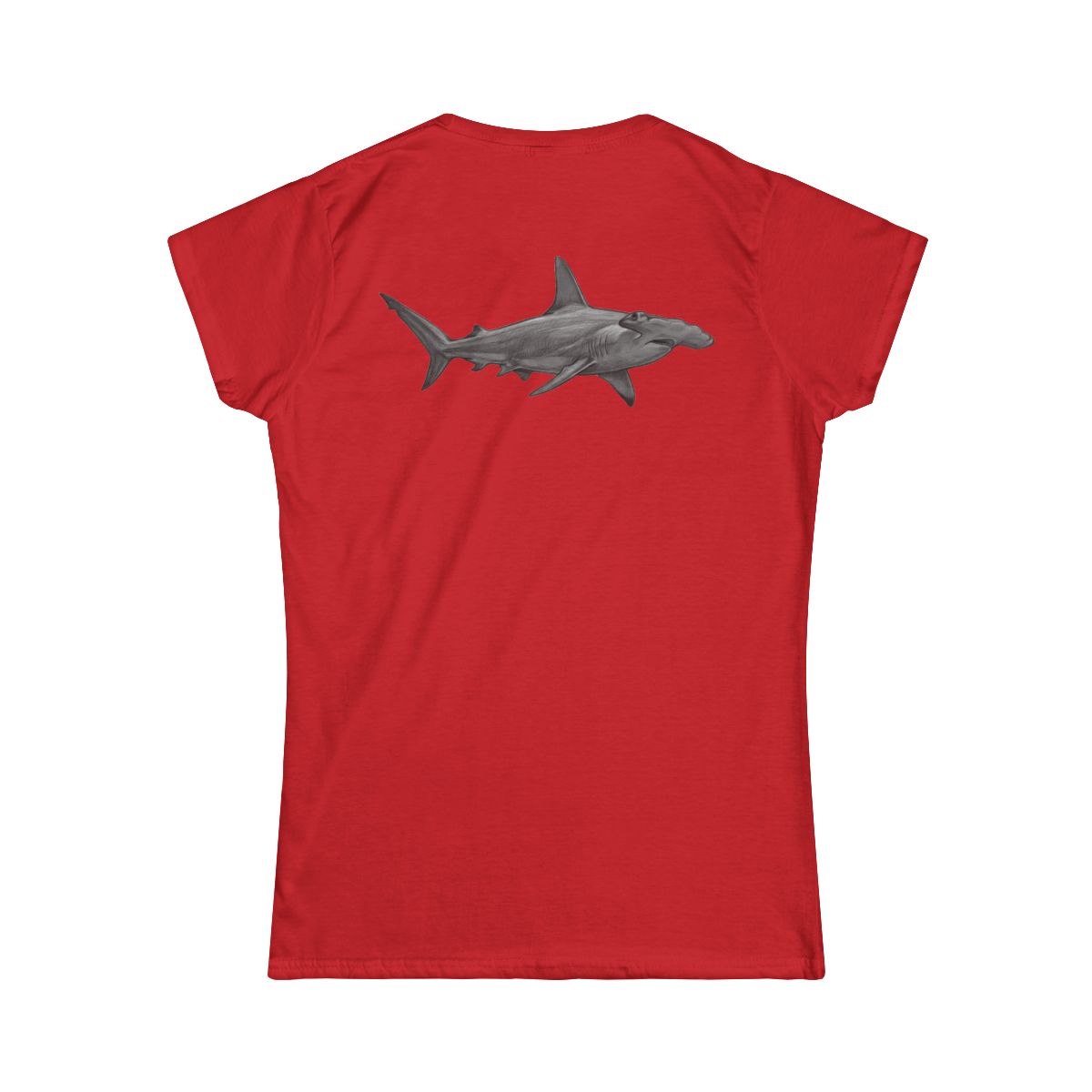 Color: Red | Pencil Sketch Art Hammerhead Shark Women's Tee