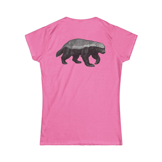 Color: Azalea | Pencil Sketch Art Honey Badger Women's Tee