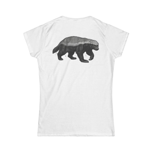 Color: White | Pencil Sketch Art Honey Badger Women's Tee