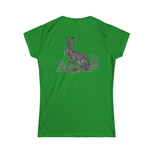 Color: Irish Green | Pencil Sketch Art Jack Rabbit Women's Tee
