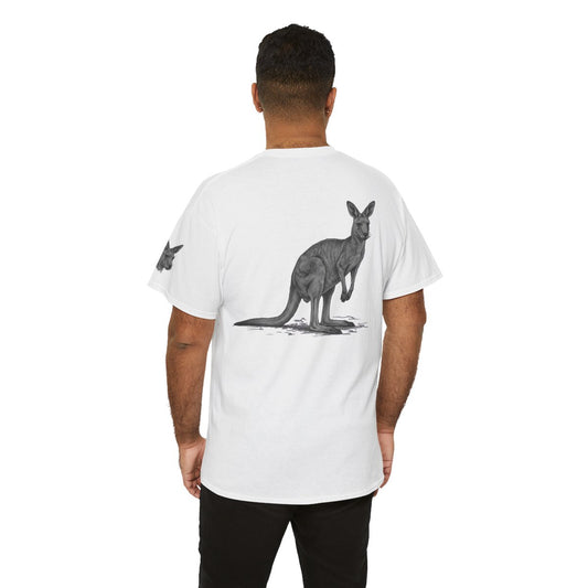 Color: White | Pencil Sketch Art Kangaroo Premium Graphic Tee