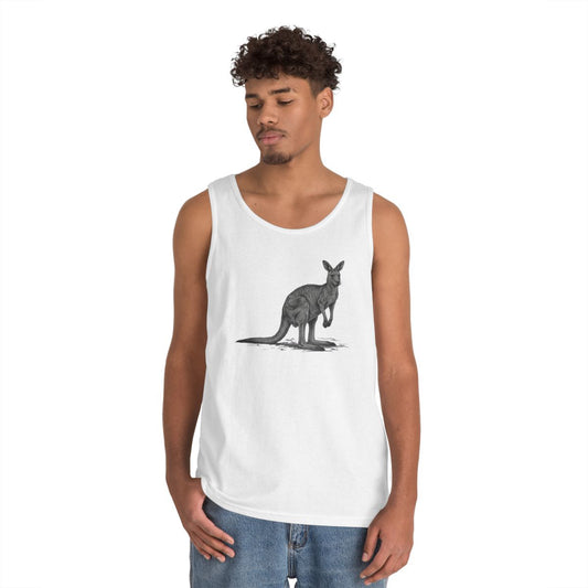 Color: White | Pencil Sketch Art Kangaroo Tank Top