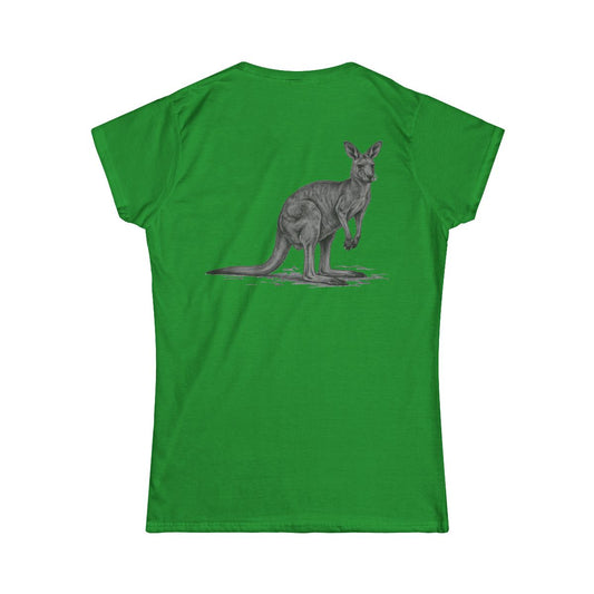 Color: Irish Green | Pencil Sketch Art Kangaroo Women's Tee