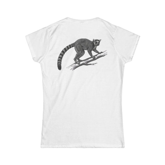 Color: White | Pencil Sketch Art Lemur Women's Tee