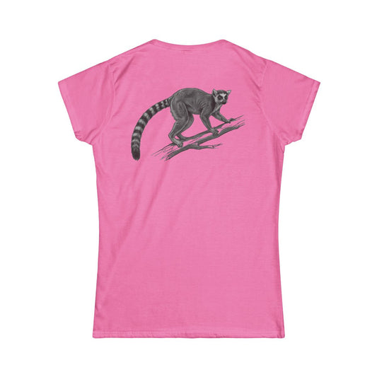 Color: Azalea | Pencil Sketch Art Lemur Women's Tee