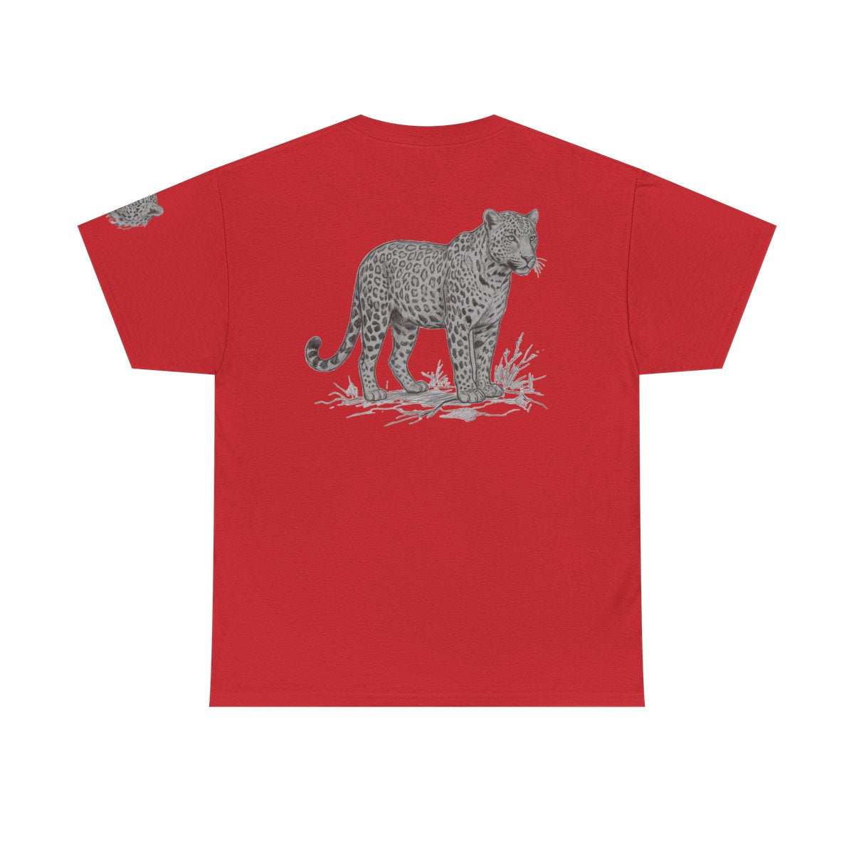 Color: Red | Pencil Sketch Art Leopard Premium Graphic Tee