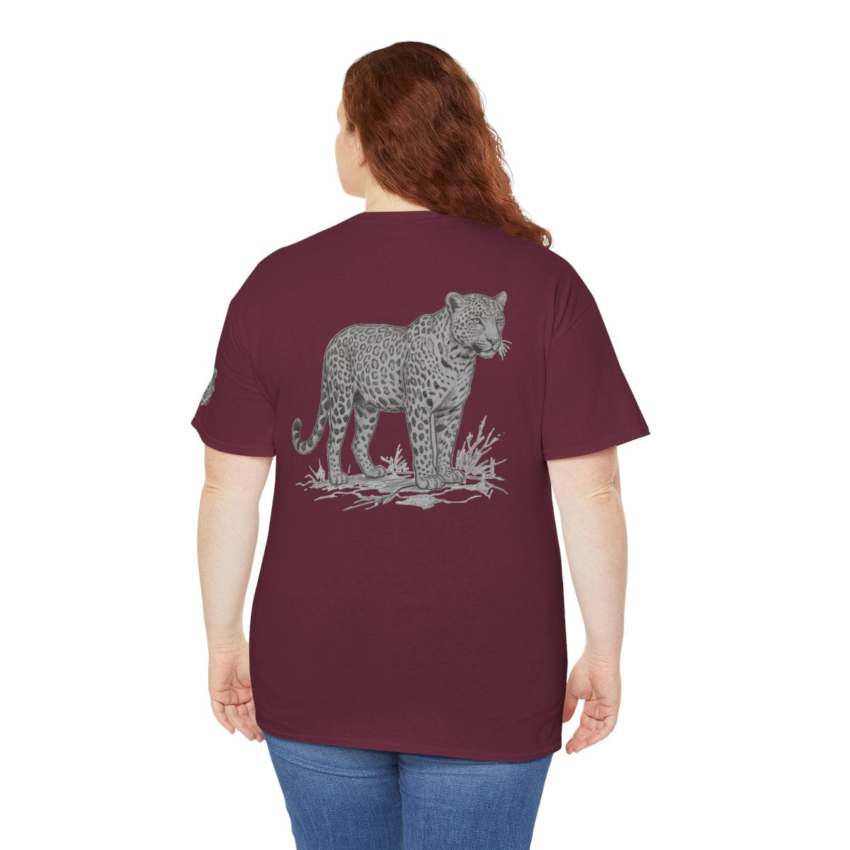 Color: Maroon | Pencil Sketch Art Leopard Premium Graphic Tee
