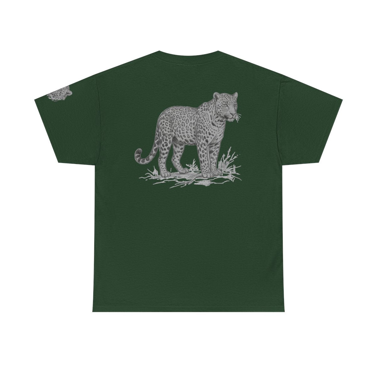 Color: Forest Green | Pencil Sketch Art Leopard Premium Graphic Tee