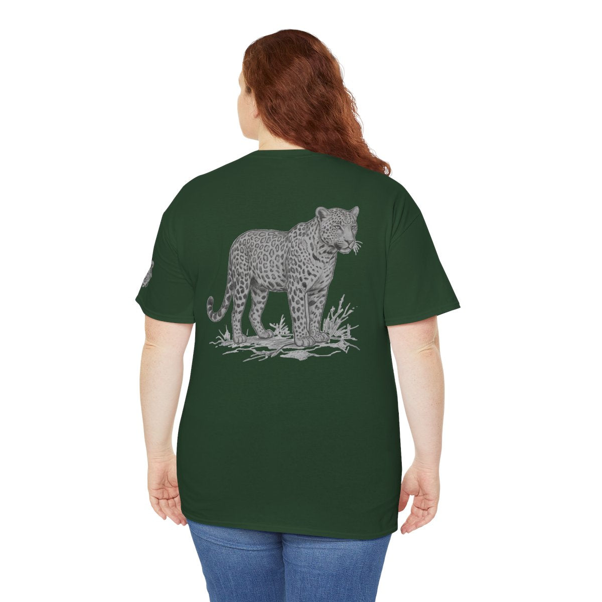 Color: Forest Green | Pencil Sketch Art Leopard Premium Graphic Tee
