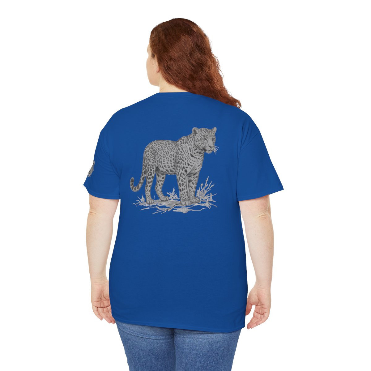 Color: Royal | Pencil Sketch Art Leopard Premium Graphic Tee