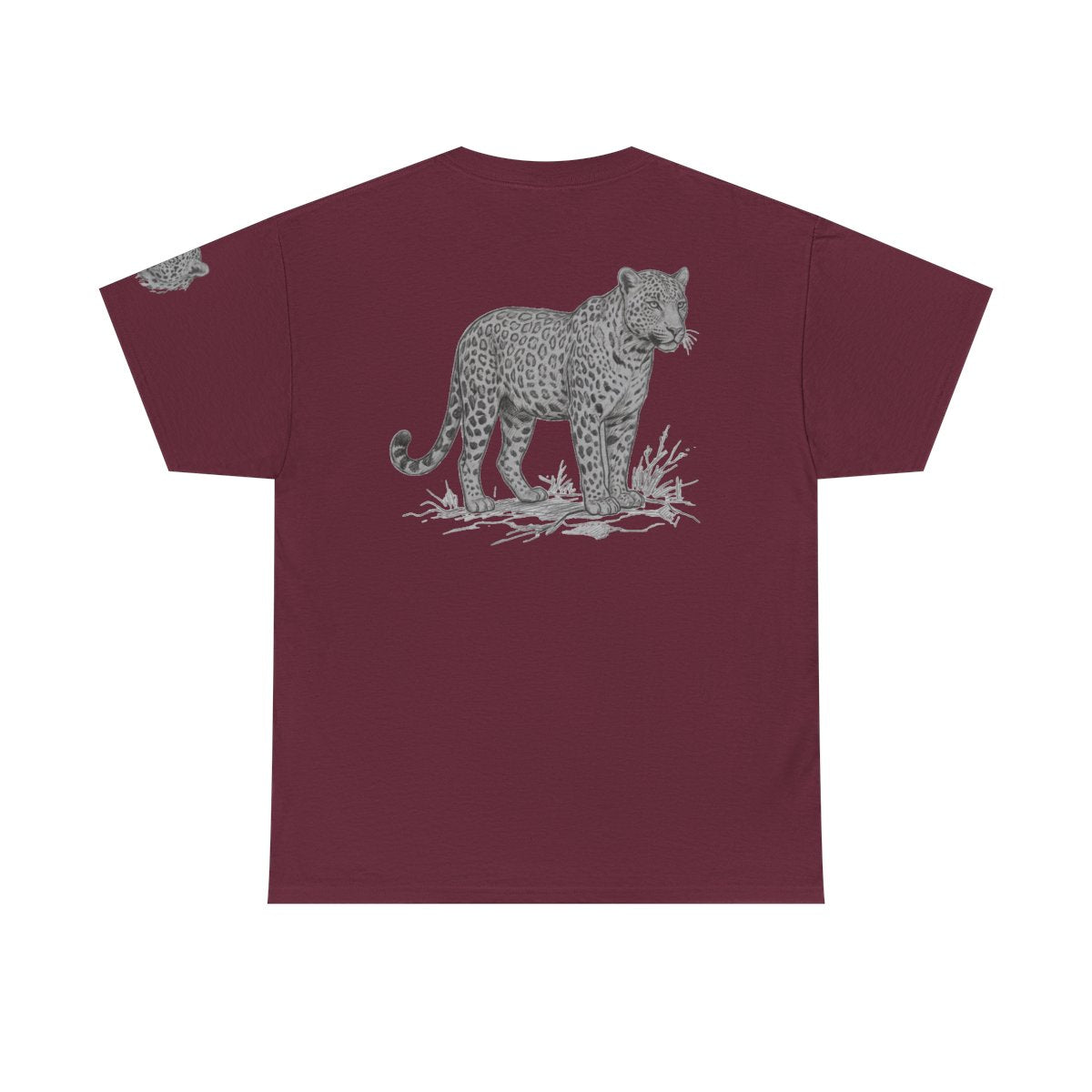 Color: Maroon | Pencil Sketch Art Leopard Premium Graphic Tee