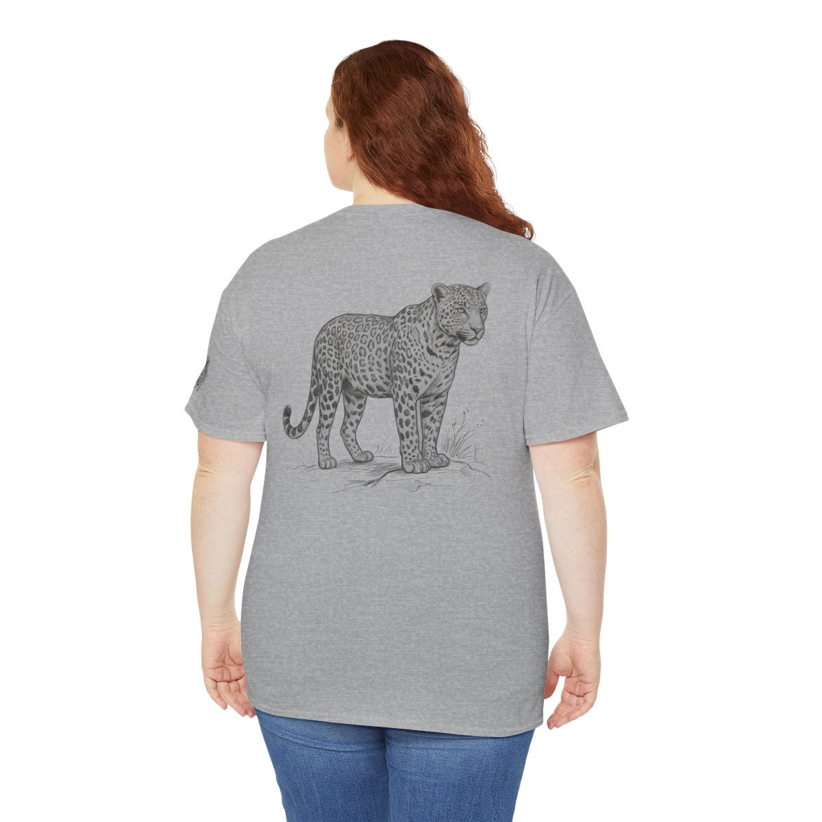 Color: Sport Grey | Pencil Sketch Art Leopard Premium Graphic Tee