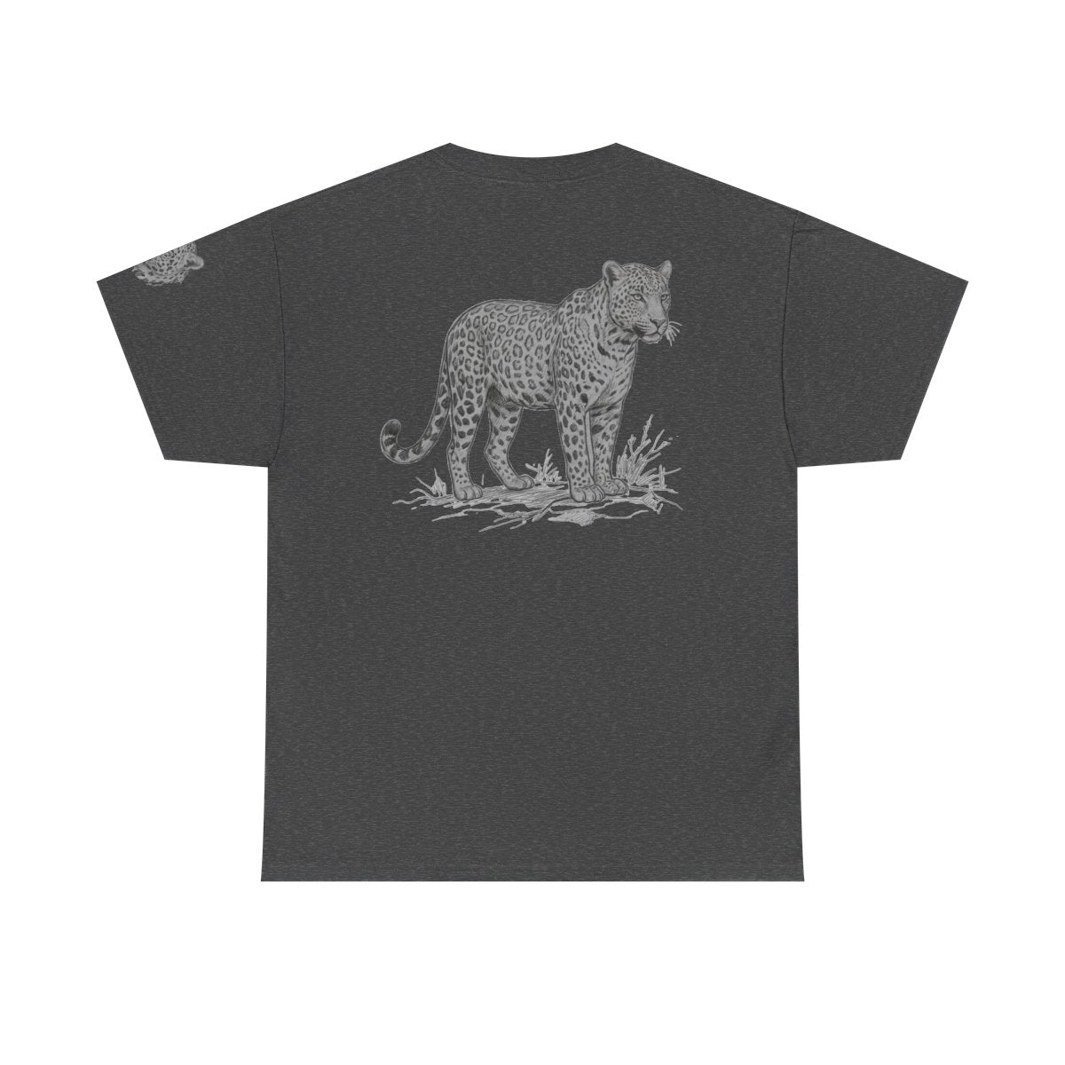 Color: Dark Heather | Pencil Sketch Art Leopard Premium Graphic Tee