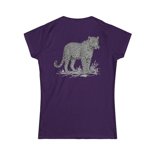 Color: Purple | Pencil Sketch Art Leopard Women's Tee